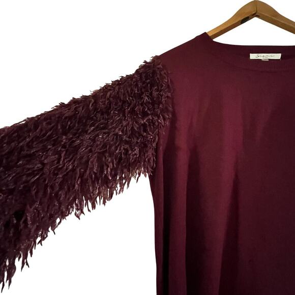 Siani Milano Burgundy Feather Sleeves Sweater Size XL - Picture 6 of 11